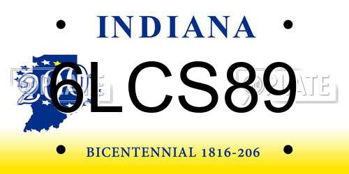 6LCS89 Indiana License Plate