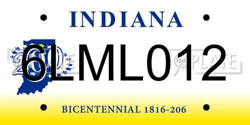6LML012 Indiana License Plate