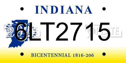 6LT2715 Indiana License Plate