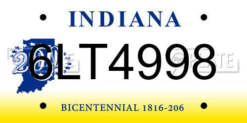 6LT4998 Indiana License Plate