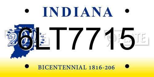 6LT7715 Indiana License Plate