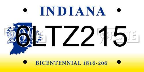 6LTZ215 Indiana License Plate