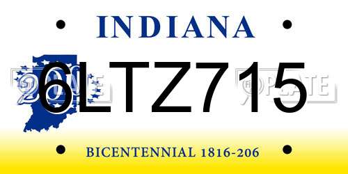 6LTZ715 Indiana License Plate