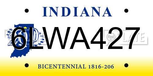 6LWA427 Indiana License Plate