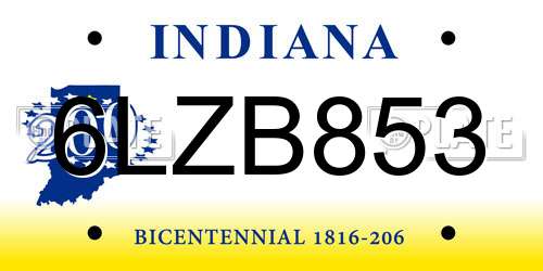6LZB853 Indiana License Plate