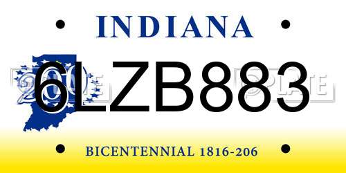 6LZB883 Indiana License Plate