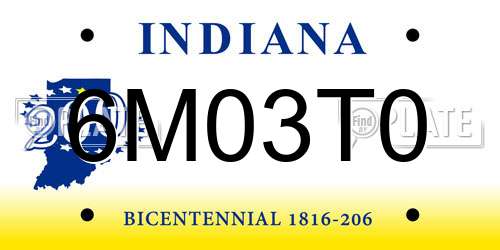 6M03T0 Indiana License Plate