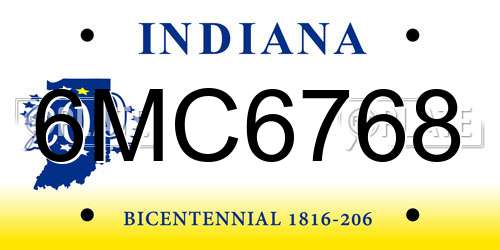 6MC6768 Indiana License Plate