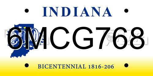 6MCG768 Indiana License Plate