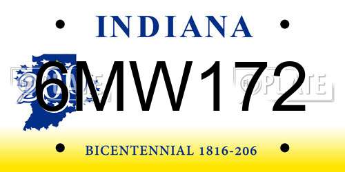 6MW172 Indiana License Plate