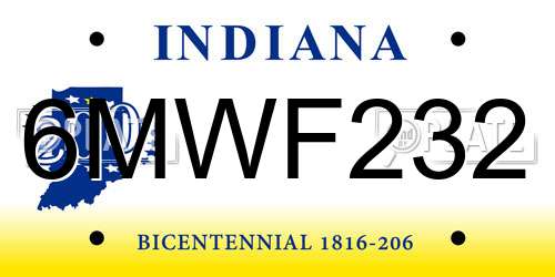 6MWF232 Indiana License Plate