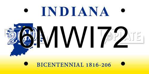 6MWI72 Indiana License Plate