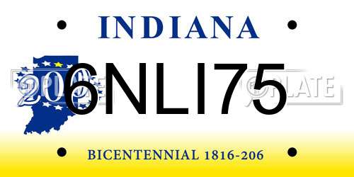 6NLI75 Indiana License Plate