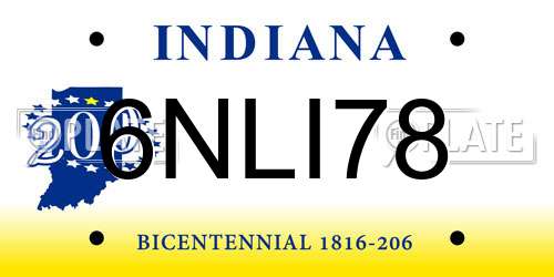 6NLI78 Indiana License Plate