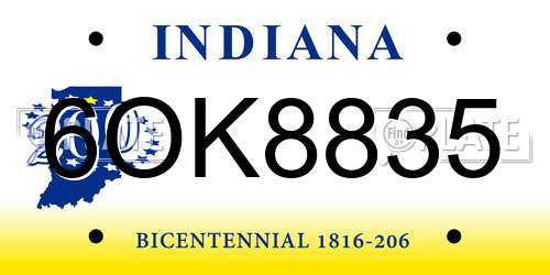 6OK8835 Indiana License Plate
