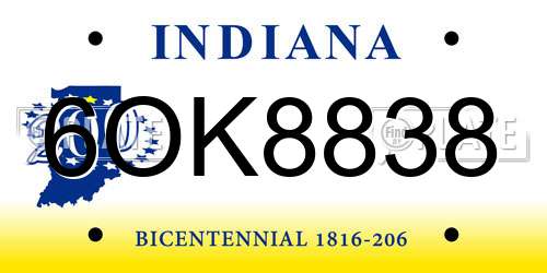 6OK8838 Indiana License Plate