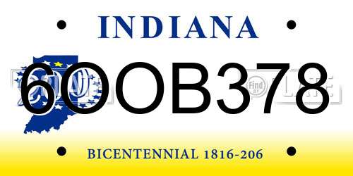 6OOB378 Indiana License Plate