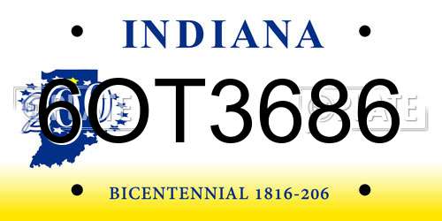6OT3686 Indiana License Plate