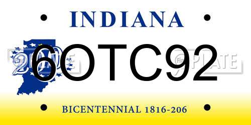6OTC92 Indiana License Plate