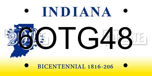 6OTG48 Indiana License Plate