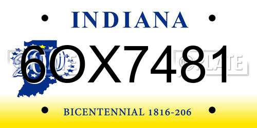 6OX7481 Indiana License Plate