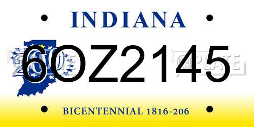 6OZ2145 Indiana License Plate