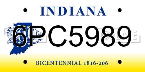 6PC5989 Indiana License Plate