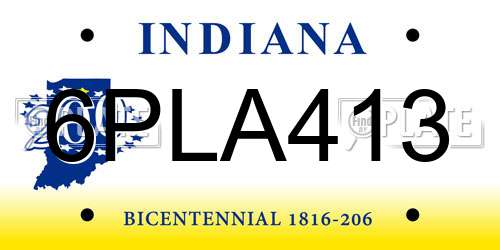 6PLA413 Indiana License Plate
