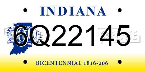 6Q22145 Indiana License Plate