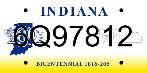 6Q97812 Indiana License Plate