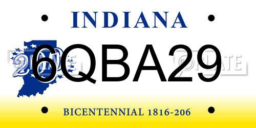 6QBA29 Indiana License Plate