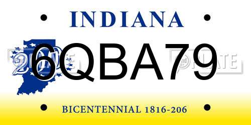 6QBA79 Indiana License Plate