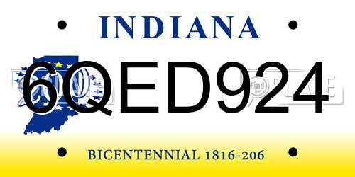 6QED924 Indiana License Plate