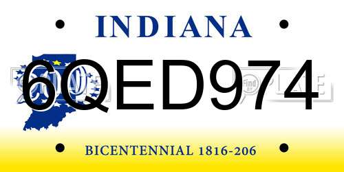 6QED974 Indiana License Plate
