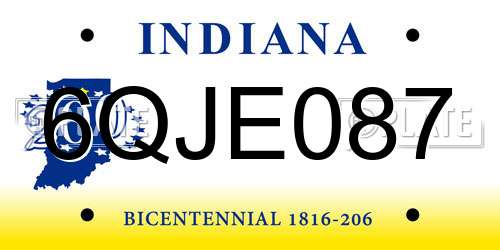 6QJE087 Indiana License Plate