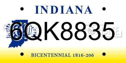 6QK8835 Indiana License Plate