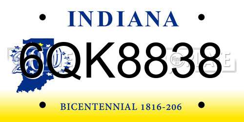 6QK8838 Indiana License Plate