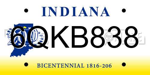 6QKB838 Indiana License Plate