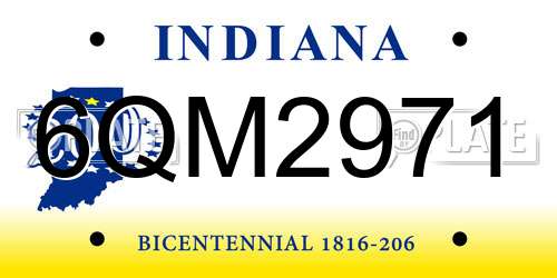 6QM2971 Indiana License Plate