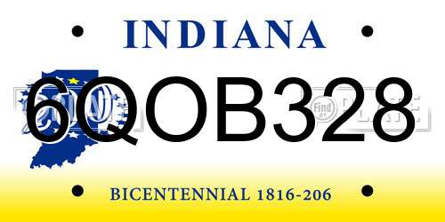 6QOB328 Indiana License Plate