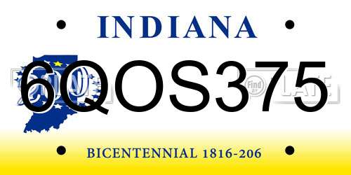 6QOS375 Indiana License Plate