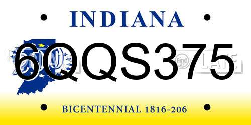 6QQS375 Indiana License Plate