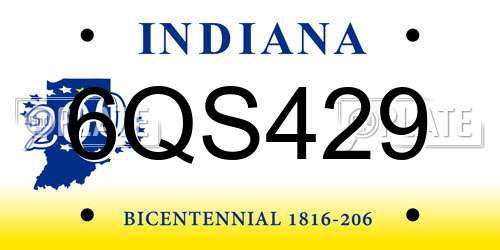6QS429 Indiana License Plate