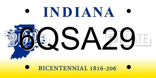 6QSA29 Indiana License Plate