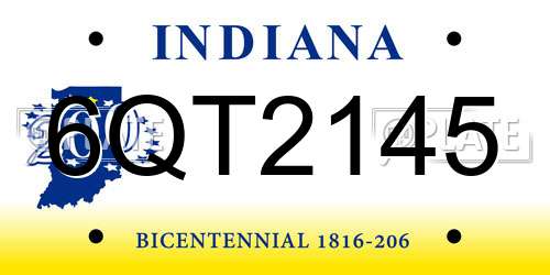 6QT2145 Indiana License Plate