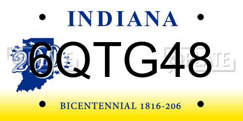 6QTG48 Indiana License Plate