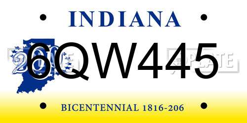 6QW445 Indiana License Plate