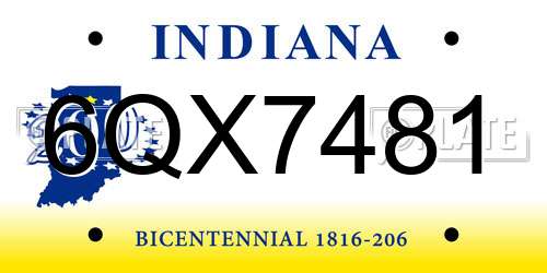 6QX7481 Indiana License Plate