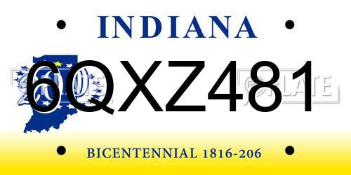 6QXZ481 Indiana License Plate