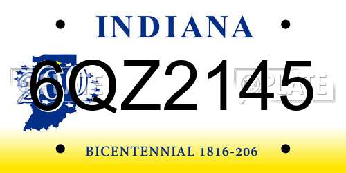 6QZ2145 Indiana License Plate